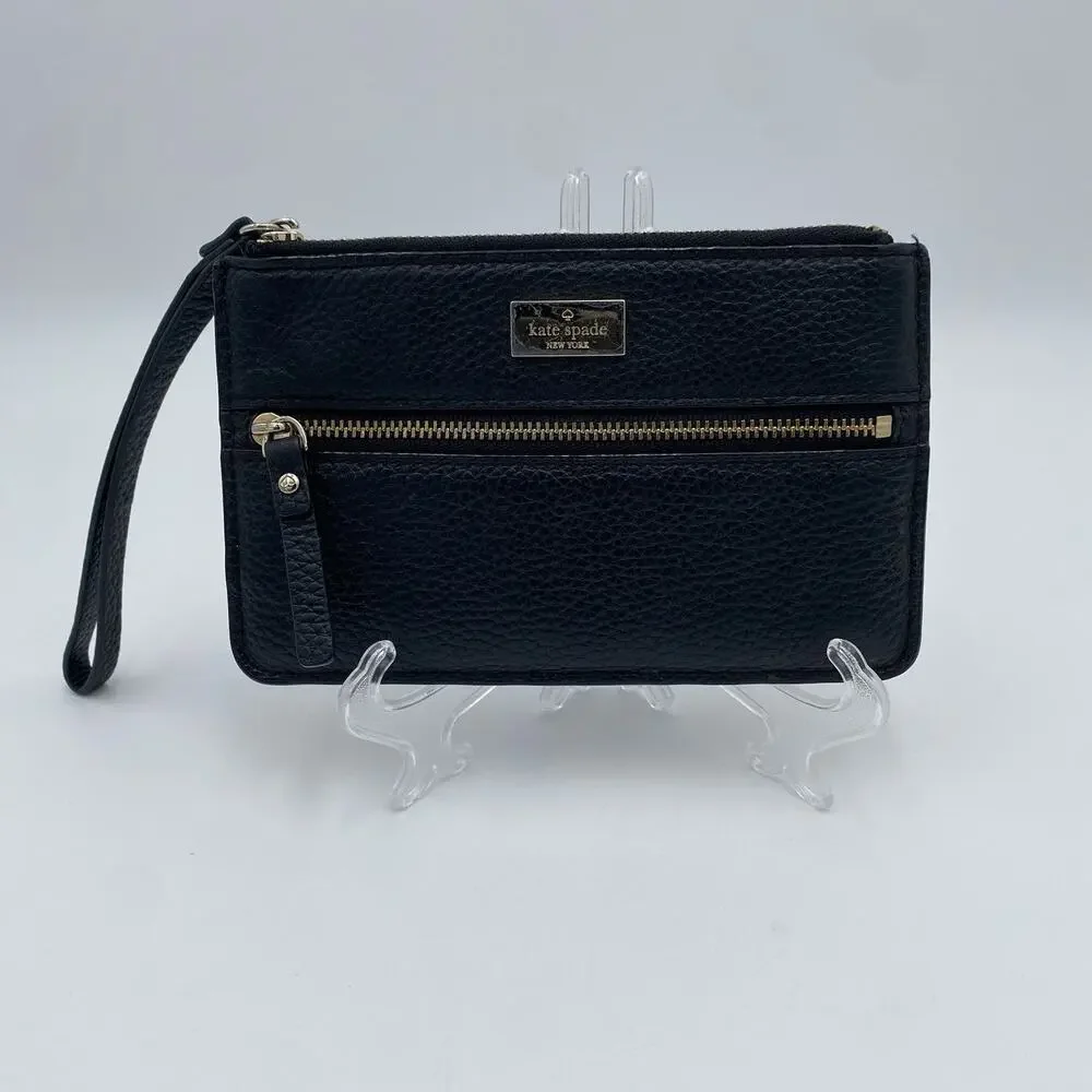 Kate Spade Highland Place Bee Black Pebbled Leather Wristlet | Wallet | Clutch